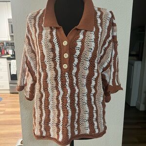 Miss Me Brown and Cream Knit Top